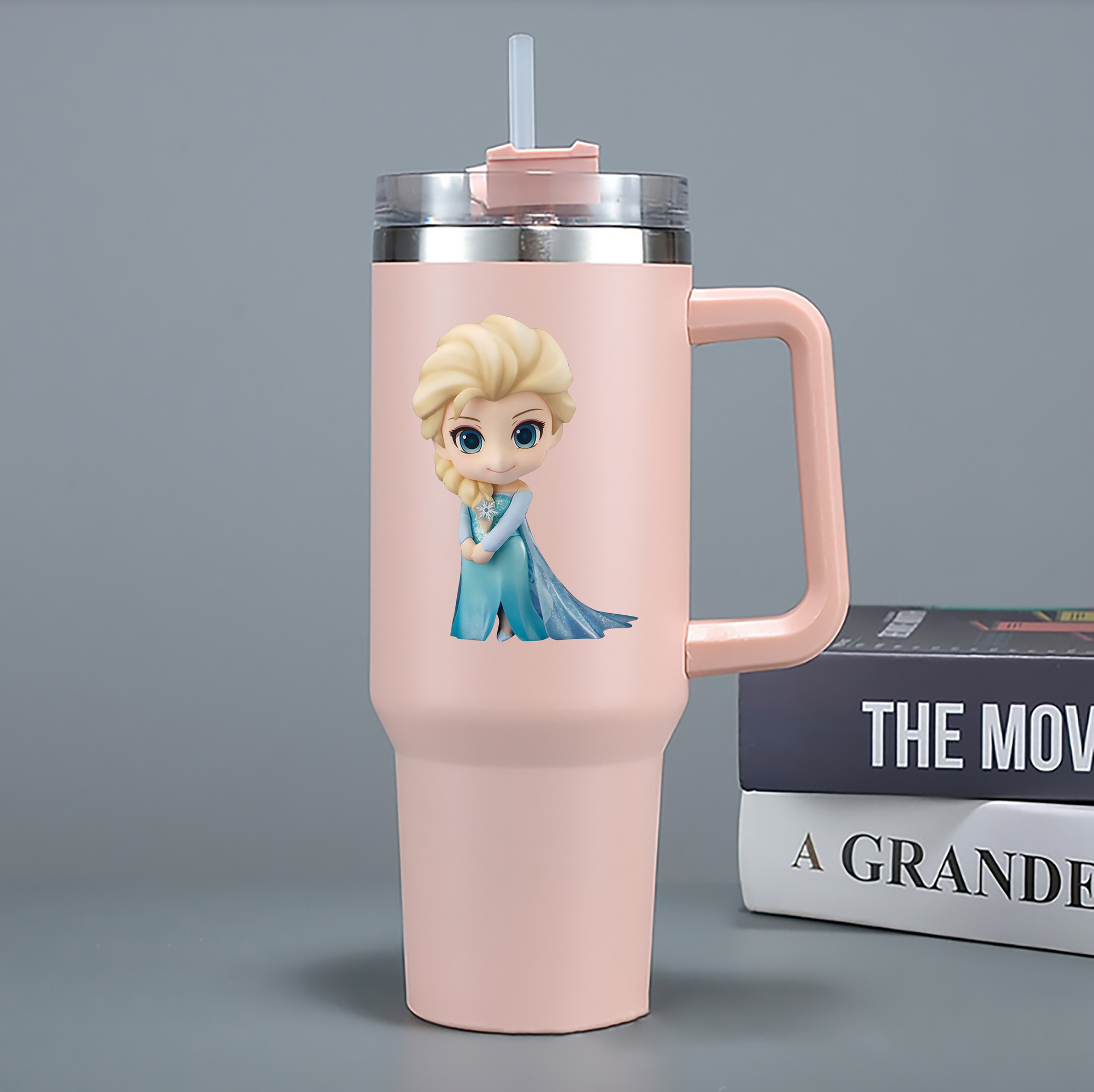 （画像用） アナと雪の女王 アンナ エルサ Frozen Anna Elsa 1200mL車用タンブラー - クリスタルステッカー（プラスチックストロー付き）